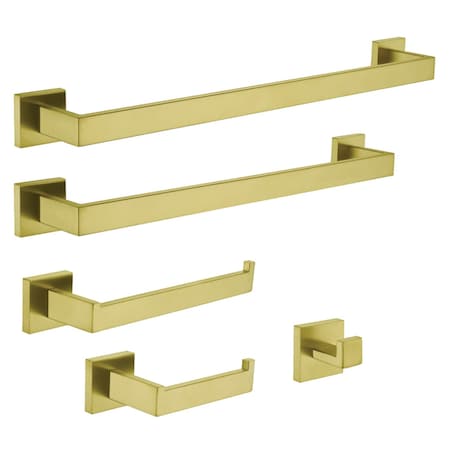 Kingston Brass BAHK6012478BB 5-Piece Bathroom Accessory Set, Brushed Brass BAHK6012478BB